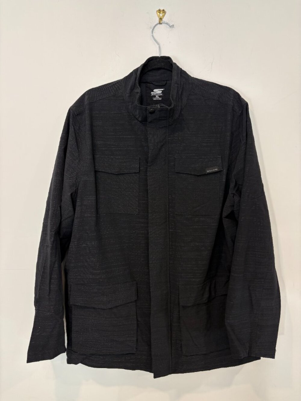 Skechers Jacket Mens Medium Black Zip Up Stretch Lightweight Cargo Outdoors XL